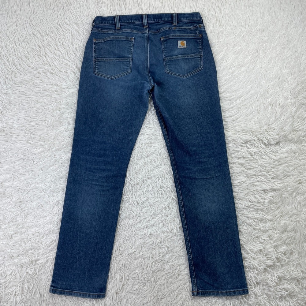 Carhartt Pants Mens 36x32 Blue Force Straight Fit Low Rise 5 Pocket Tapered Jean - Picture 5 of 14